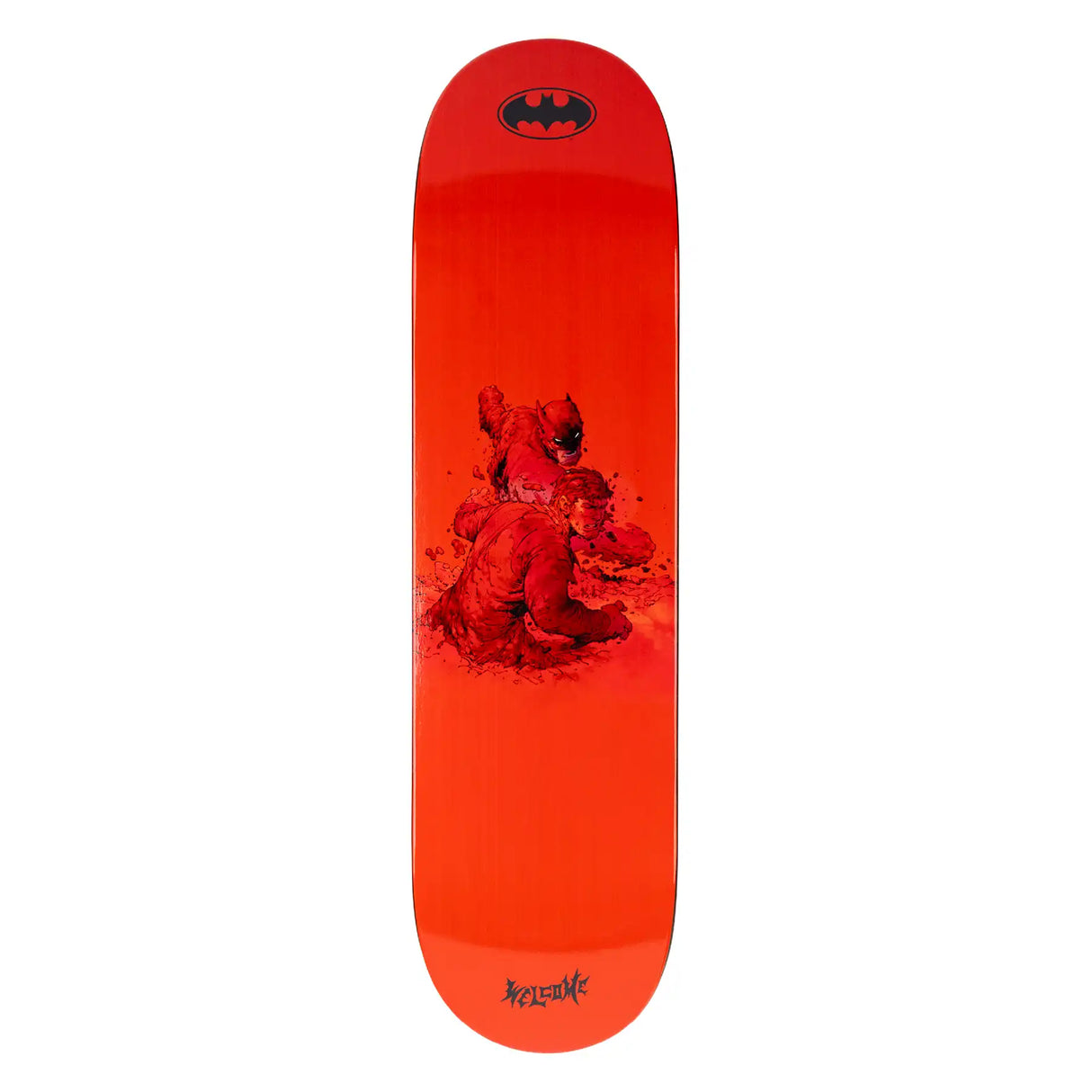 Welcome x Batman Knockout 8.25" Skateboard Deck - Red/Black Dip