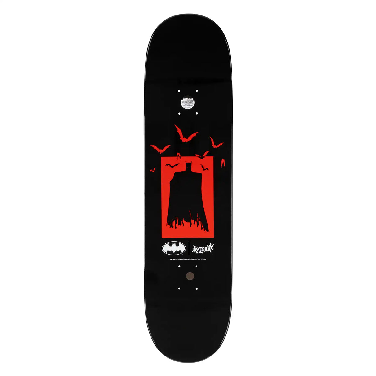 Welcome x Batman Knockout 8.25" Skateboard Deck - Red/Black Dip