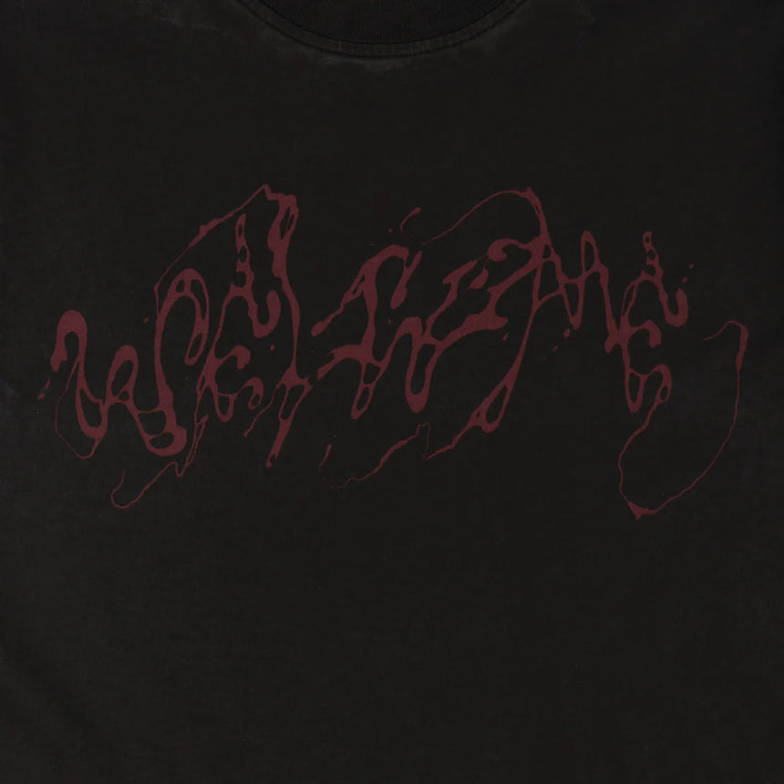 Welcome WEEP overprint knit S/S Shirt - Black/Plum