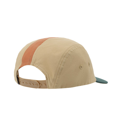 Beige cap with a red and green striped back on a white background