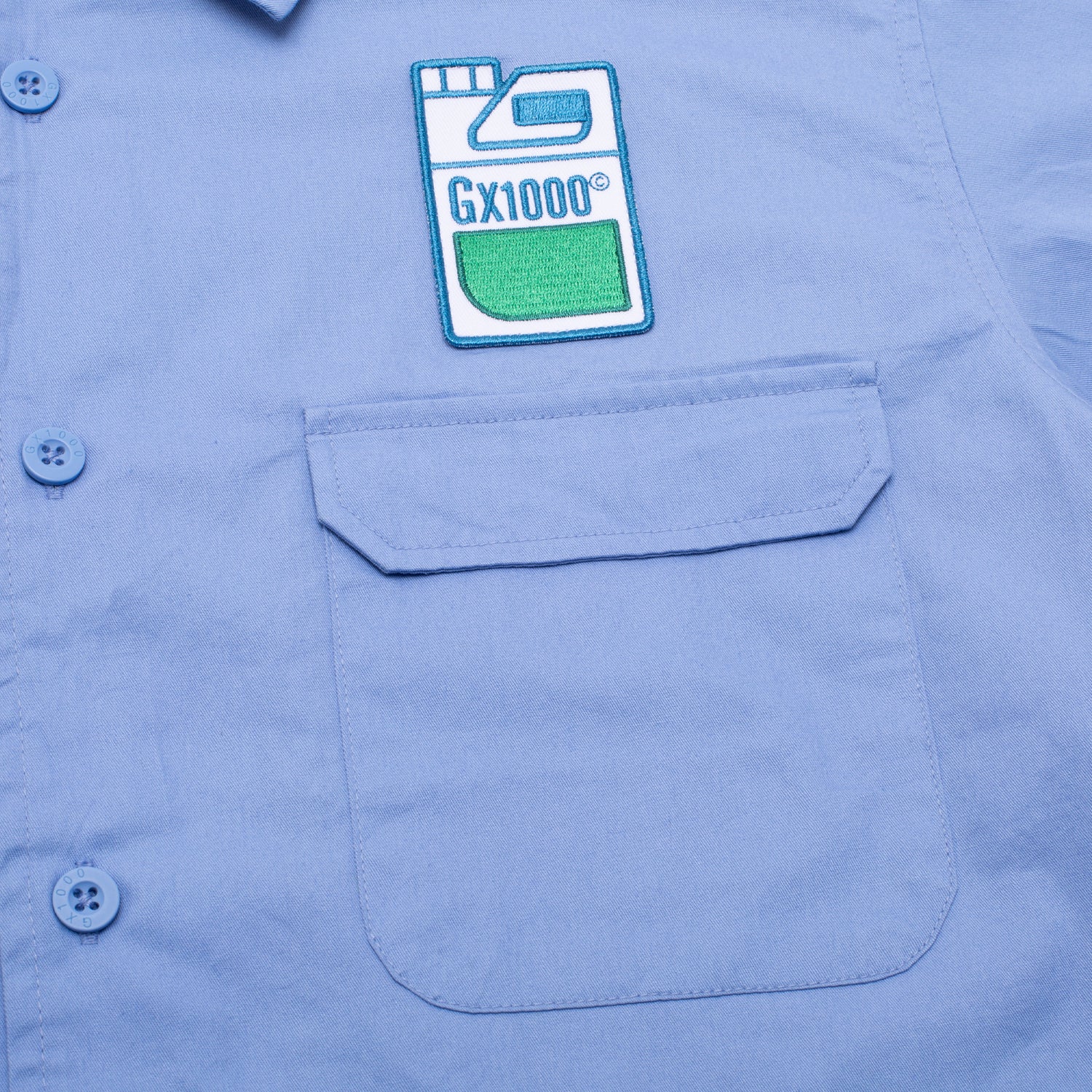 blue shirt close up GX1000 patch