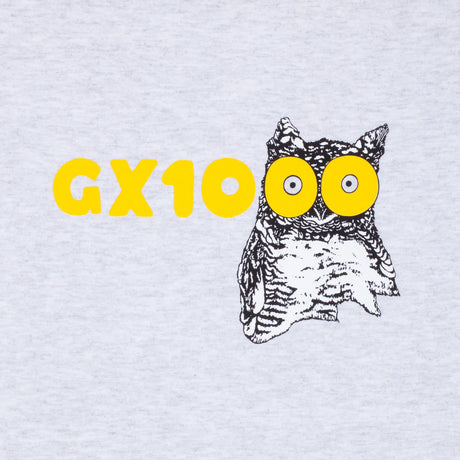 Owl illustration with 'GX1000' text on a light gray background