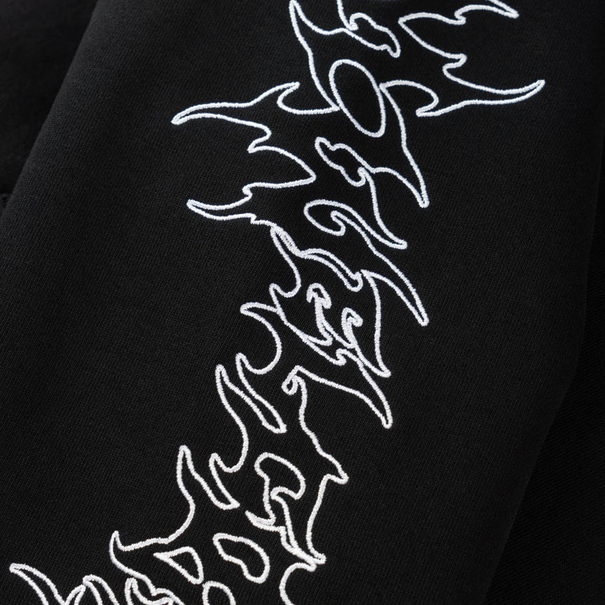 Welcome Barb Sleeve Embroidered Hoodie -Pigment-Dyed Black