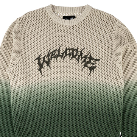 Welcome Maille Dip-Dyed Loose-knit Sweater - Dk Green / Bone