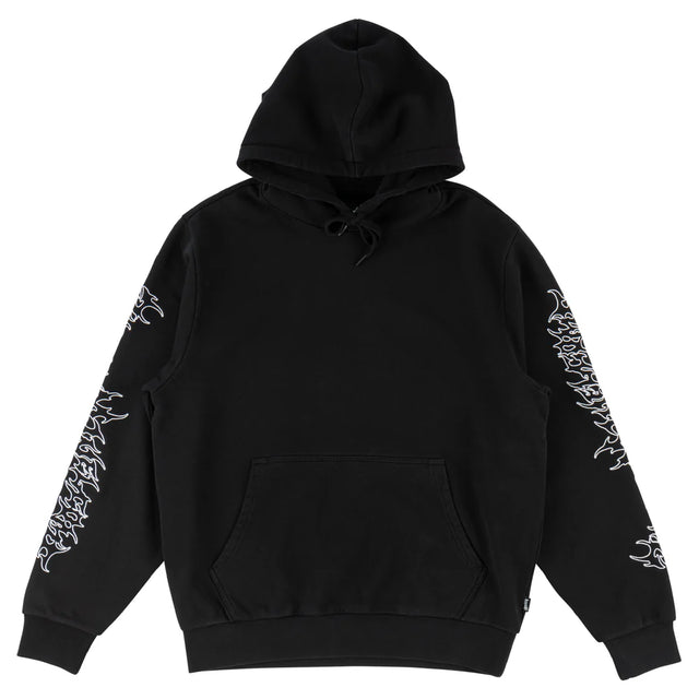 Welcome Barb Sleeve Embroidered Hoodie -Pigment-Dyed Black