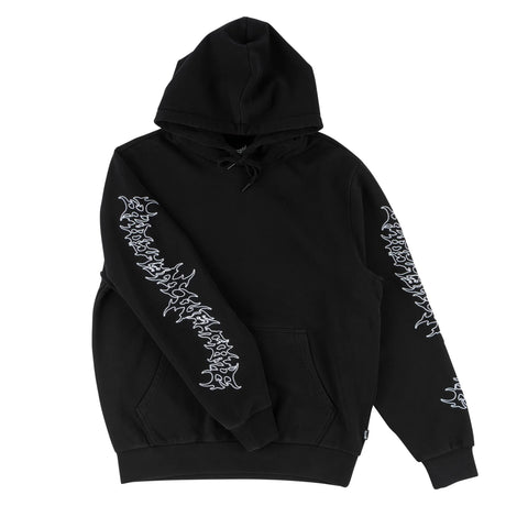 Welcome Barb Sleeve Embroidered Hoodie -Pigment-Dyed Black