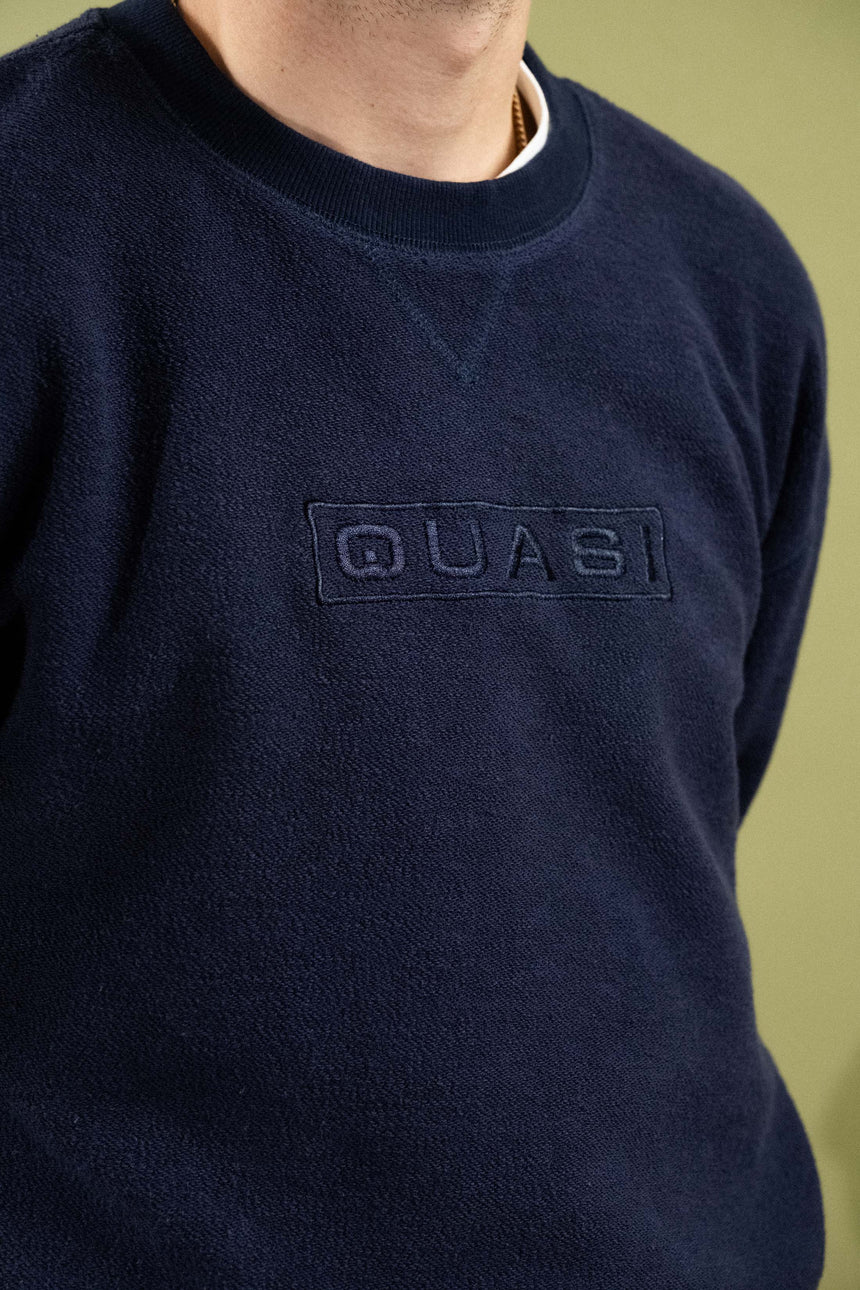 Quasi Navy Looped Reverse Terry Crew Fleece