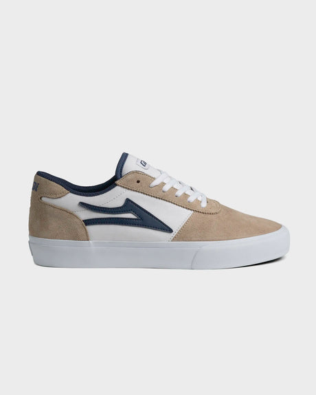 Lakai Manchester White/Tan/Navy Skateboard Shoe