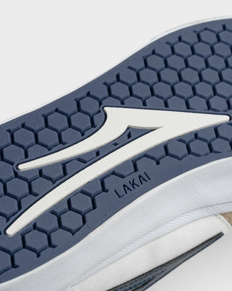 Lakai Manchester White/Tan/Navy Skateboard Shoe