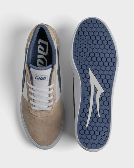Lakai Manchester White/Tan/Navy Skateboard Shoe