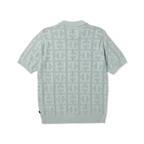 Huf Monogram Jacquard Short Sleeve Open Knit Zip Sweater