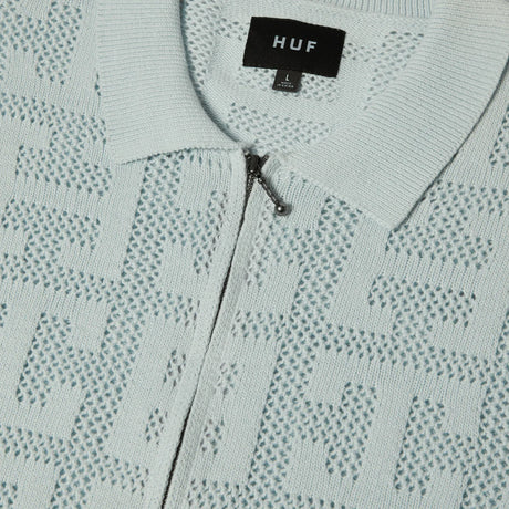 Huf Monogram Jacquard Short Sleeve Open Knit Zip Sweater