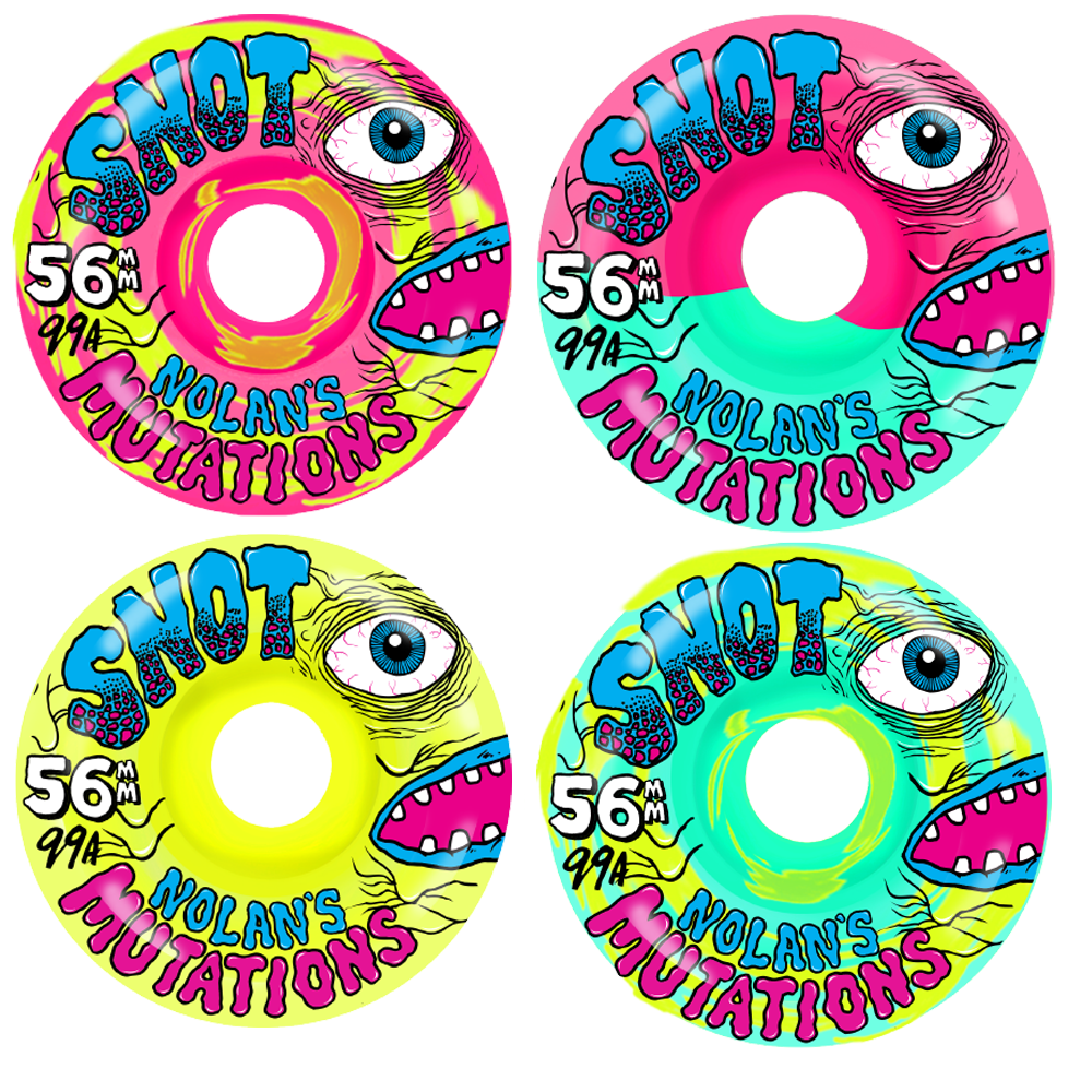 Snot Nolan Mutation Conical 99A 56mm Skateboard Wheels Multi Colored