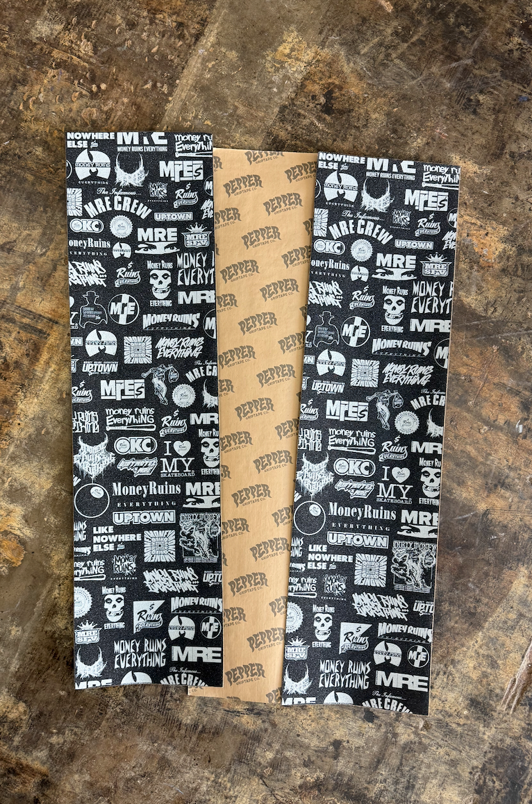 Money Ruins Everything x Pepper Stickerbomb2 Griptape