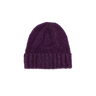 Purple knit beanie on a white background