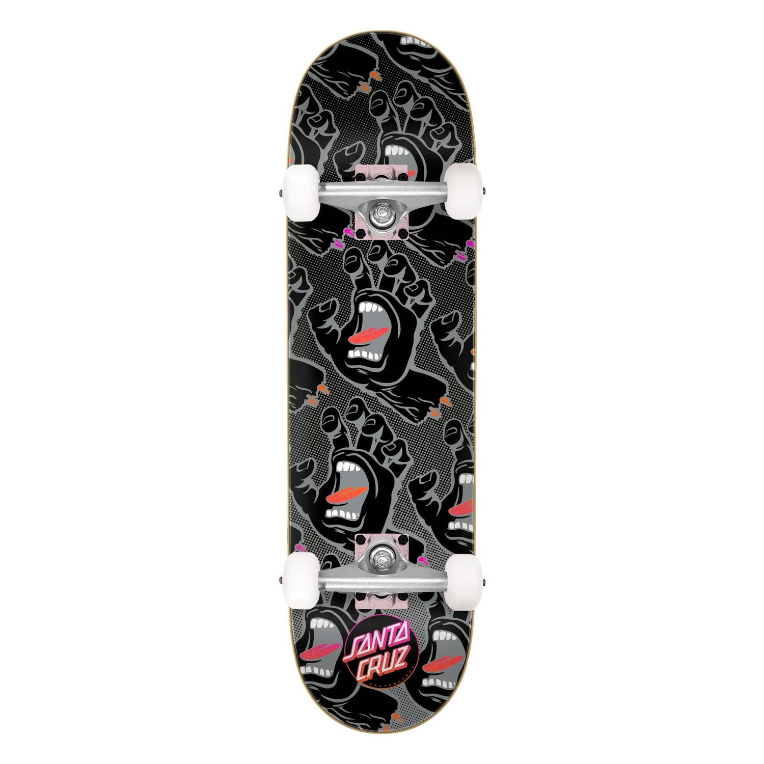 Skateboard with black and white design on a white background