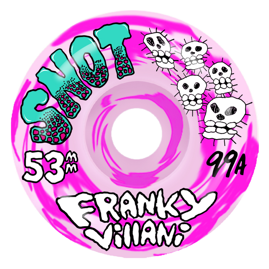 Snot Franky Villani Skulls Pink 53mm 99a Skateboard Wheels