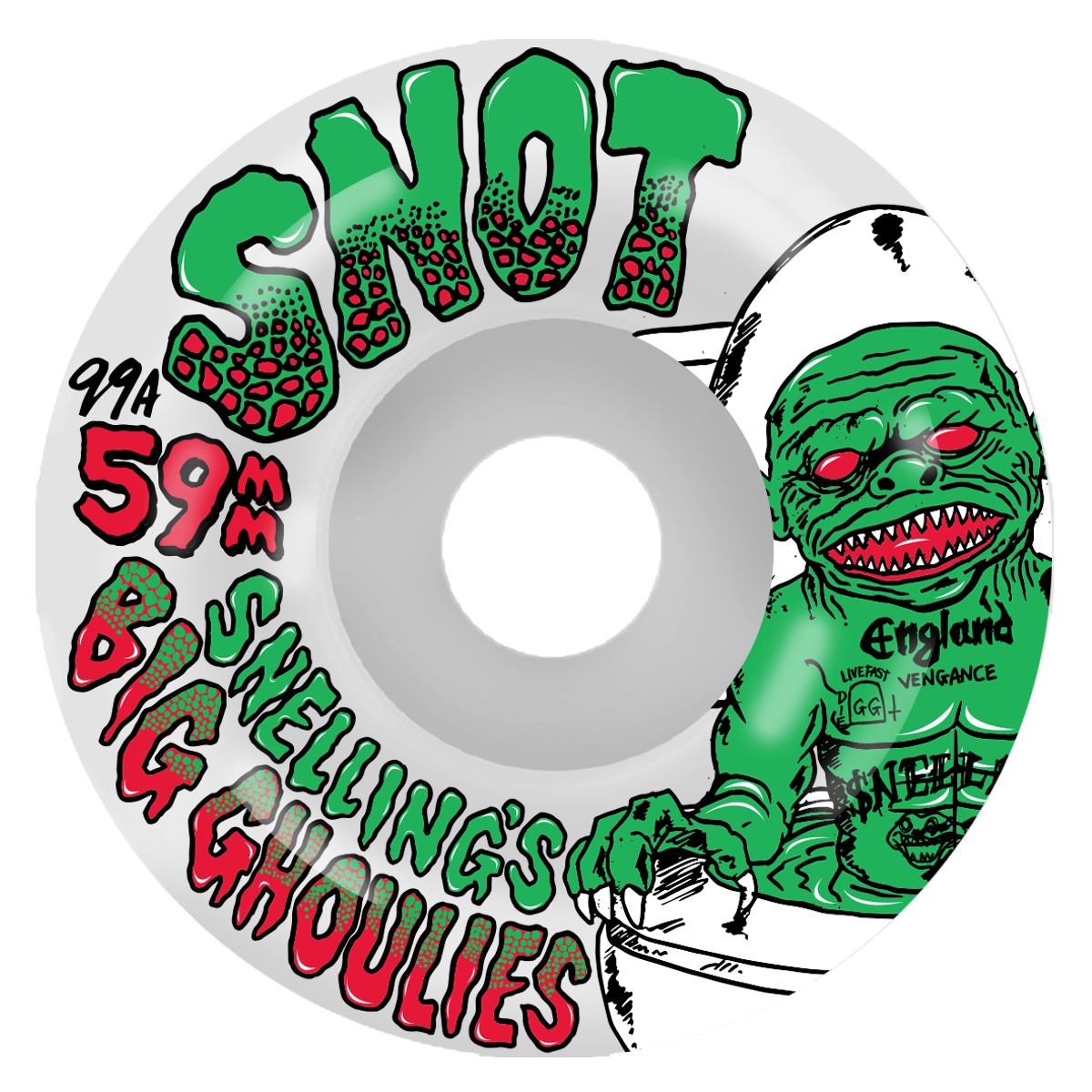 Snot Snellings Ghoulies 59mm 99A Glow in the Dark Conical Skateboard Wheel