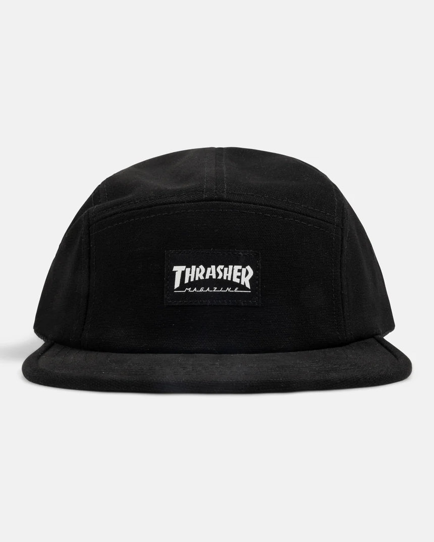 Thrasher Black 5 Panel Camp Cap