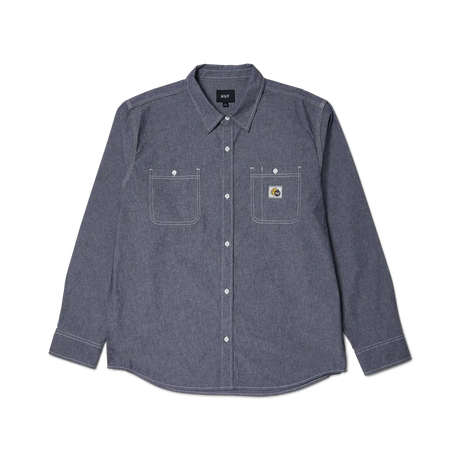 Huf Total Eclipse Chambray Button Up Shirt blue