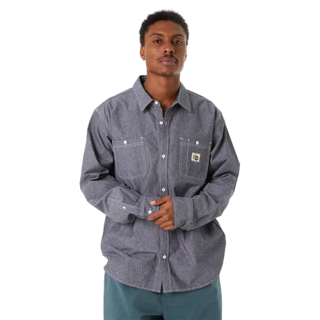 Huf Total Eclipse Chambray Button Up Shirt blue