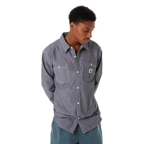 Huf Total Eclipse Chambray Button Up Shirt blue
