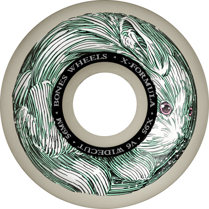 BONES X-Formula Money Bunny 56mm V6 Widecut 95A Skateboard Wheels - White