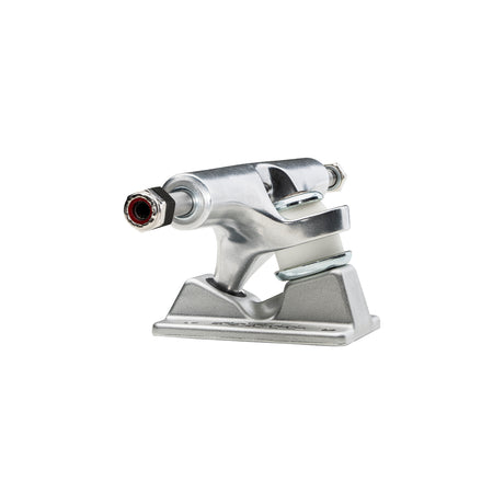 Metallic skateboard truck on a white background