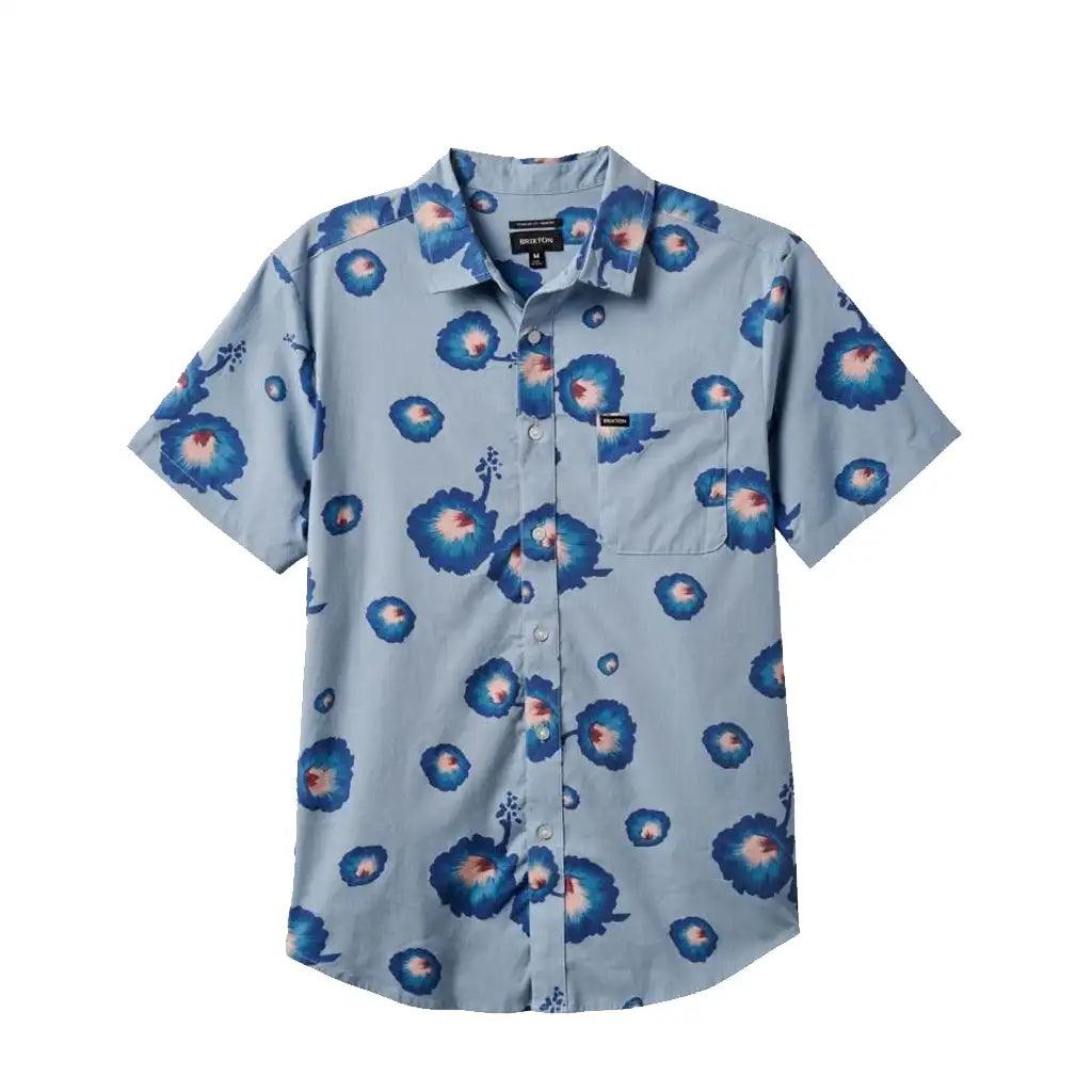 Brixton Charter Print Short Sleeve Woven Shirt Blue / Coral