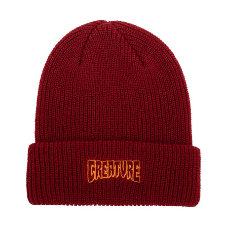 Creature Logo Outline Long Shoreman Beanie - Dk Red - front