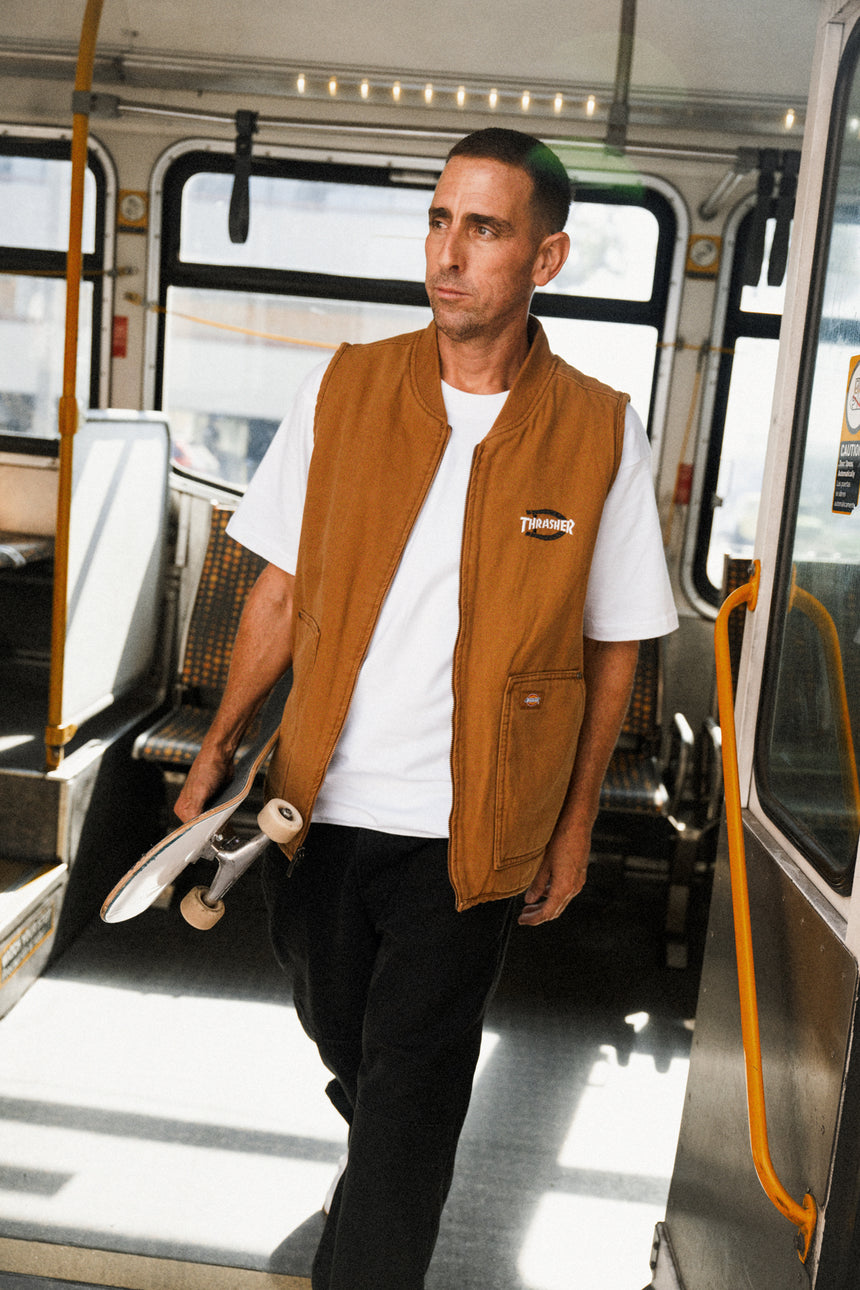 Dickies x Thrasher Flannel Lined Brown Duck Canvas Vest