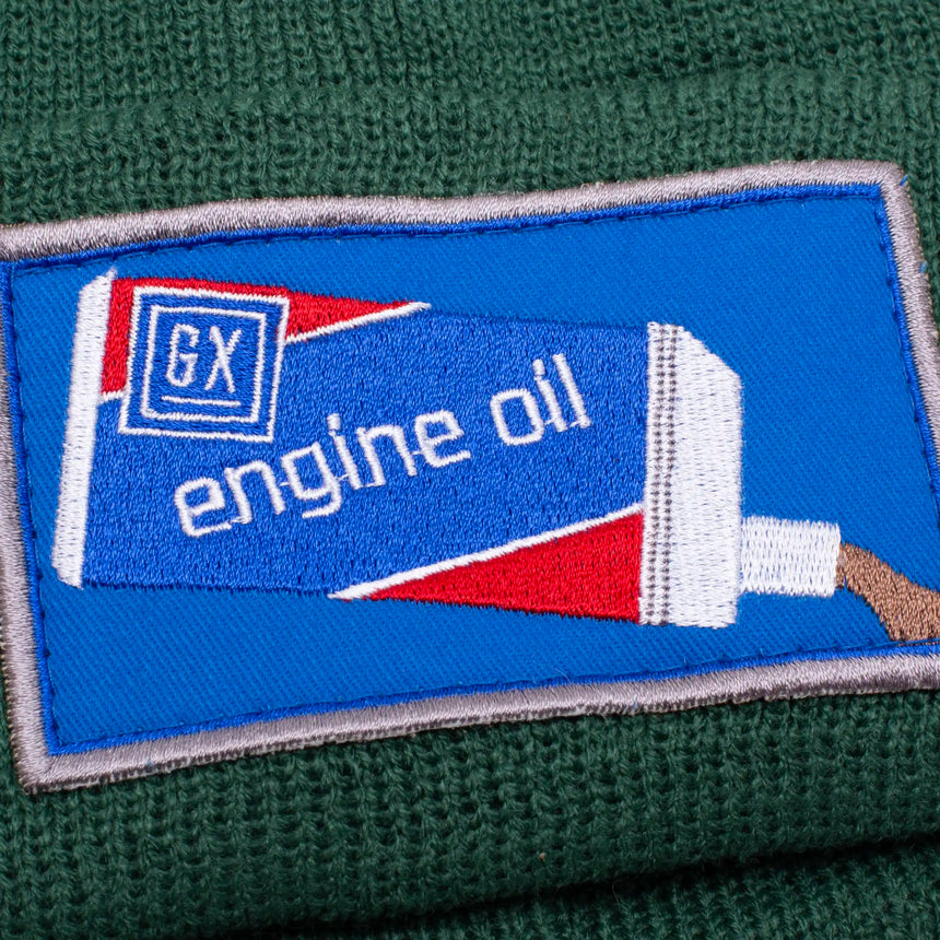 GX1000 Engine Oil Beanie green detail