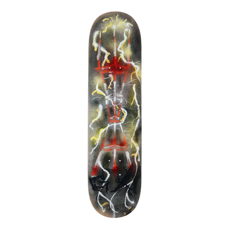 Skateboard deck with abstract design on a white background