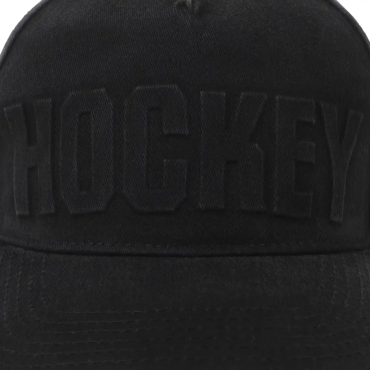 Hockey Embossed Strapback Hat black front detail