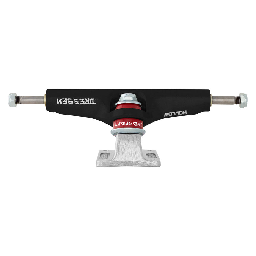 Skateboard truck with Dresen and Hallow branding on a white background
