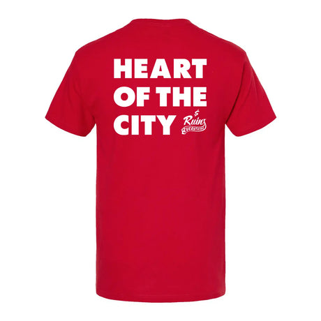 Money Ruins Everything Heart of The City T-Shirt red back