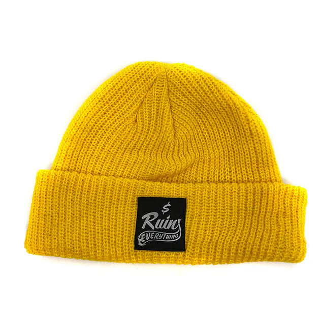 Money Ruins Everything Shoreman Logo Beanie  lemon