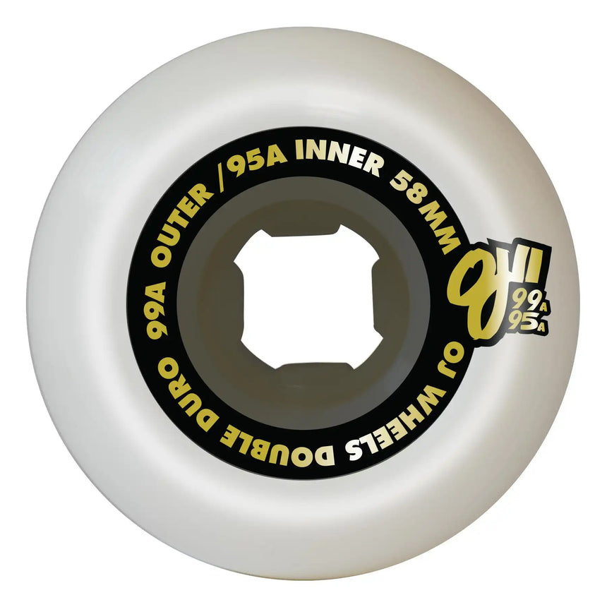 OJ 58mm 99a/95a Double Duro White Black Mini Combo Skateboard Wheels
