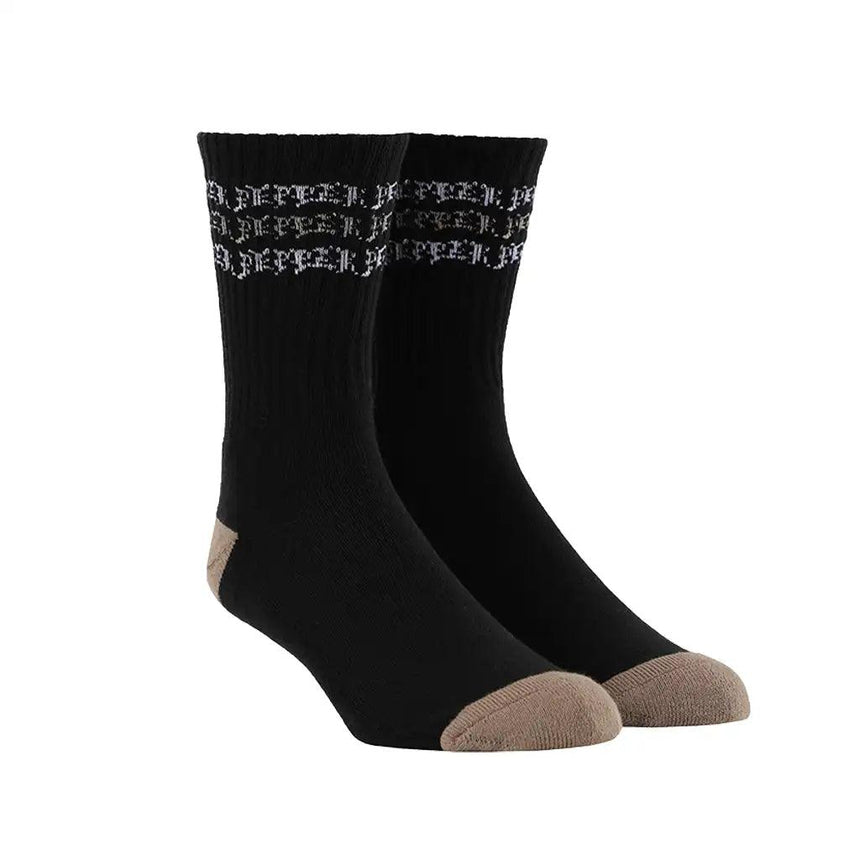 Pepper Stripes Logo Crew Socks