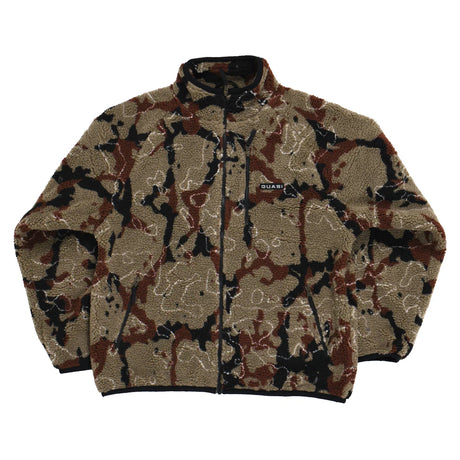 Camouflage jacket with a brand logo on a white background
