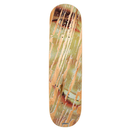 Skateboard deck with abstract design on a white background