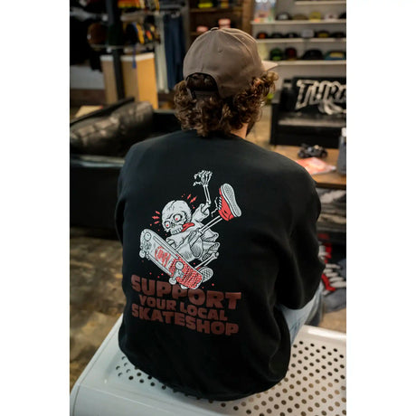 Money Ruins Everything x Skateshop Day's "Skeleton" Crewneck - Black