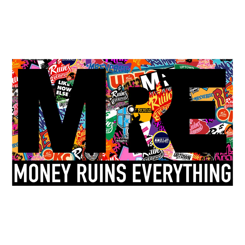 Money Ruins Everything Stickerbomb Box Logo Sticker