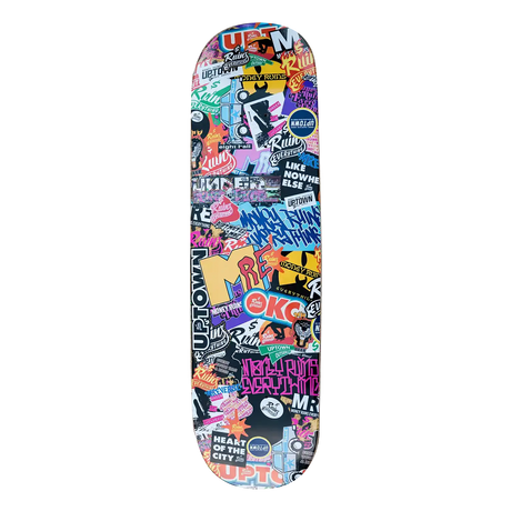 Money Ruins Everything Stickerbomb Skateboard Deck - Full Shape