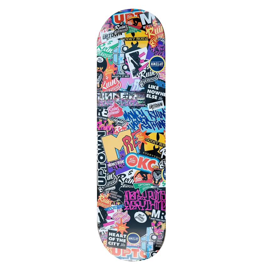 Money Ruins Everything Stickerbomb Skateboard Deck