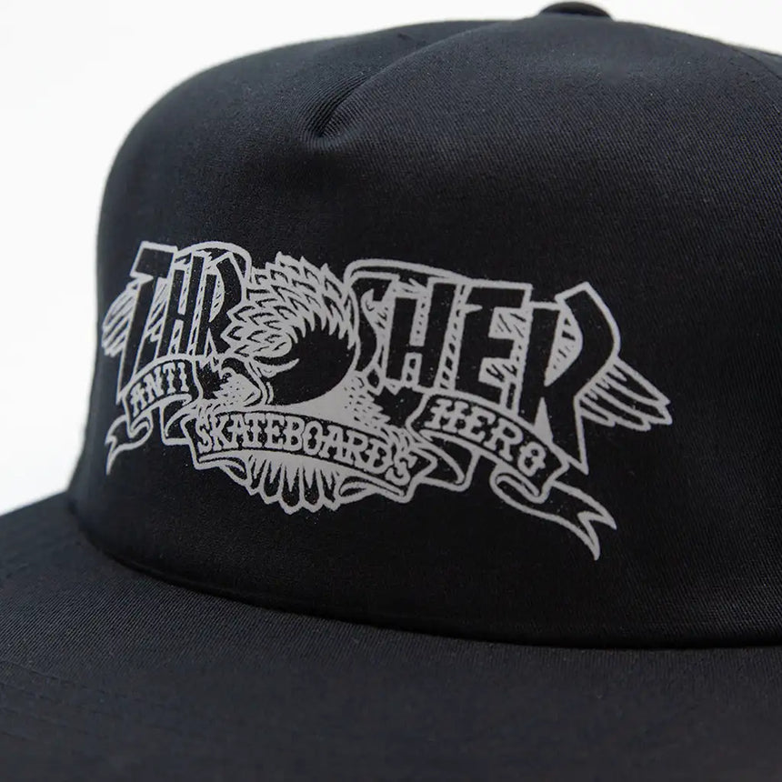 Thrasher x Anti-Hero Mag Banner Snapback Hat Black 2