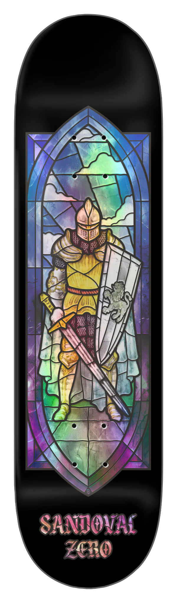 Zero Sandoval Knight Stained Glass 8.25" Skateboard Deck