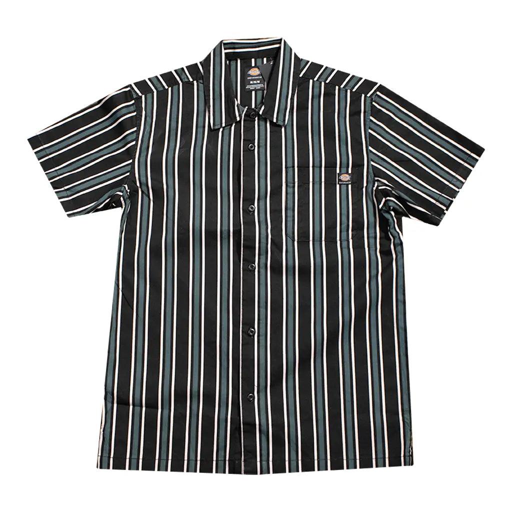 Dickies Twill Striped Button-Up Shirt Black / Pink / Green - Money Ruins Everything