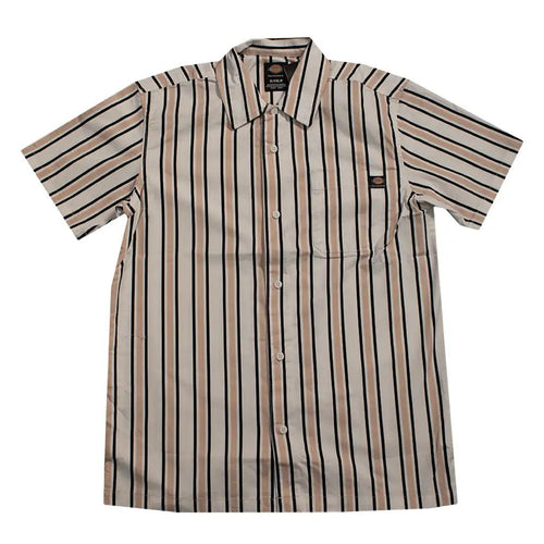 Dickies Twill Striped Button-Up Shirt White / Pink