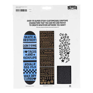 Pepper Alphanumeric Custom Skateboard Grip Tape Kit
